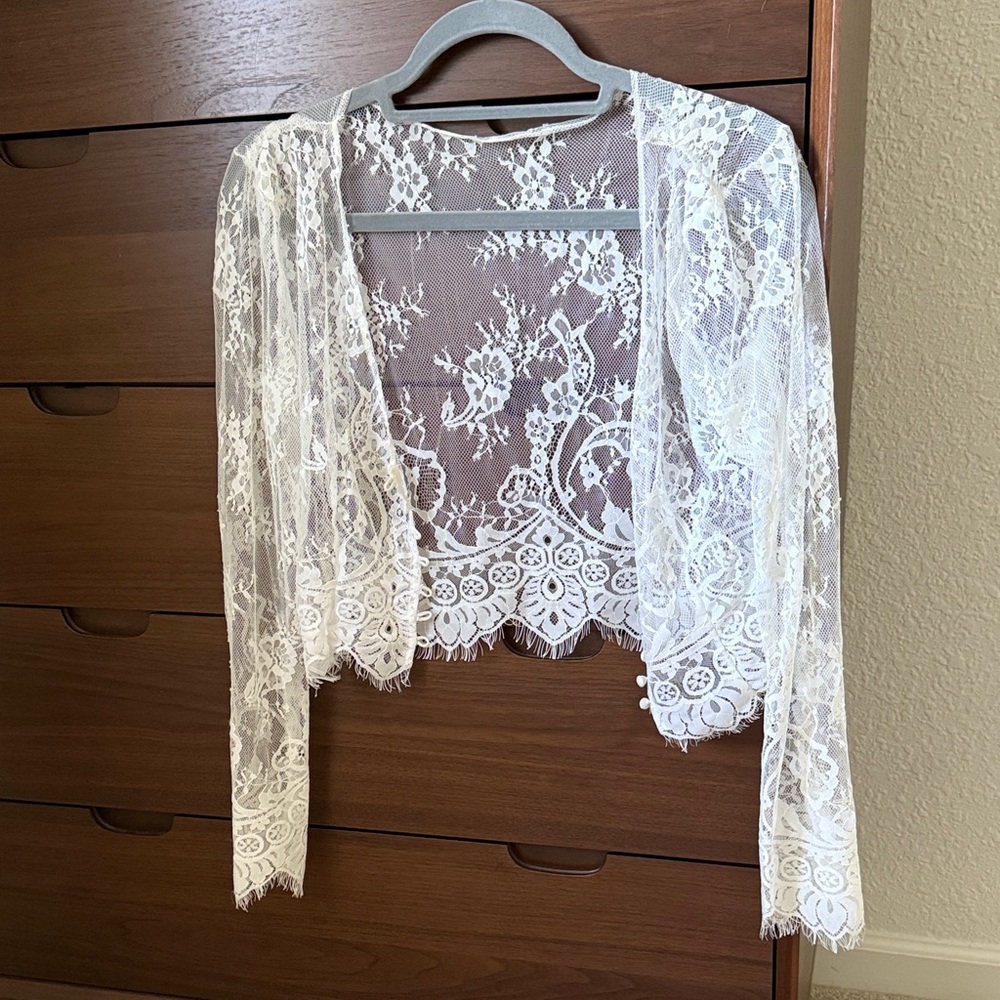 Elegant White Lace Cardigan